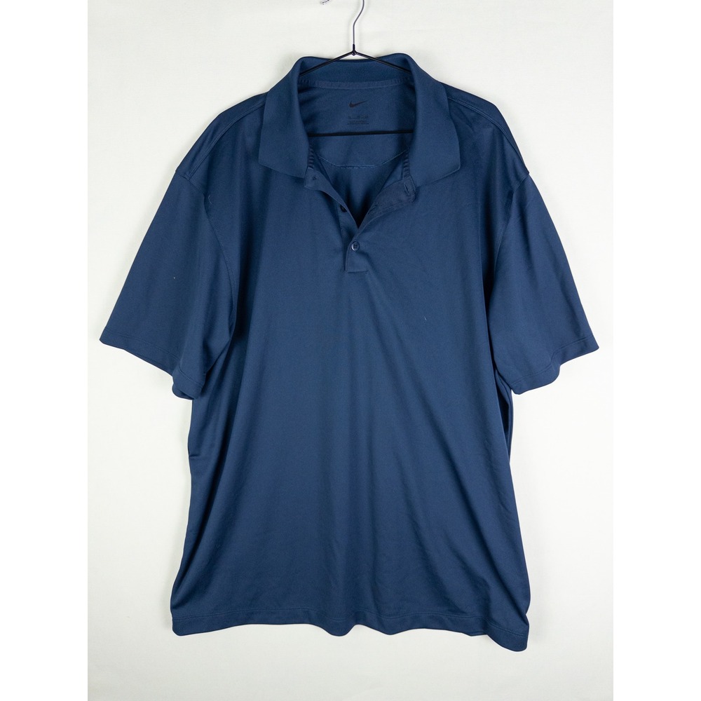 Nike Golf Polo Shirt Mens XL Navyโ Blue Dri-Fit Performance Swoosh Athletic